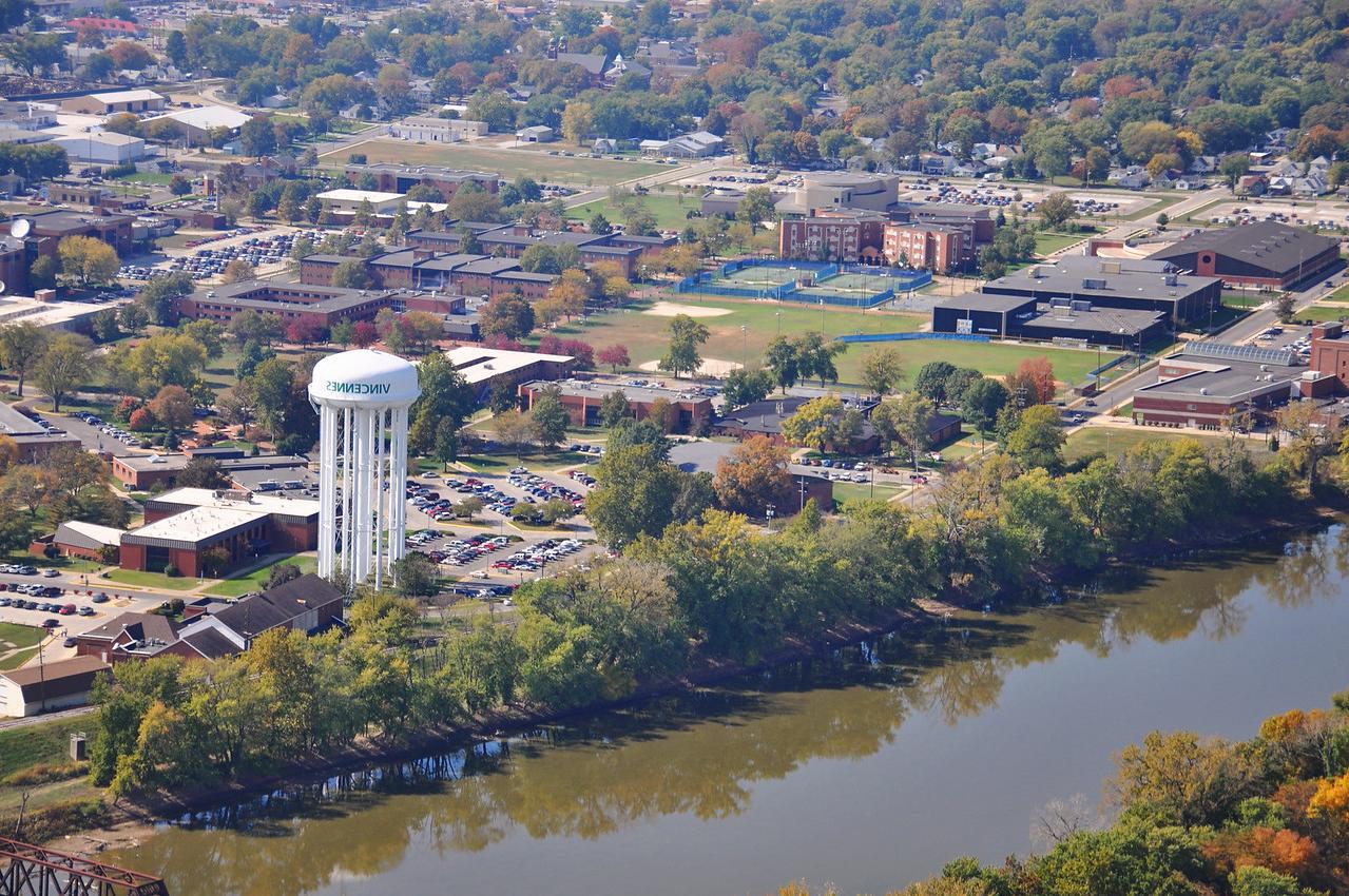 An aerial shot of the Vincennes Campus